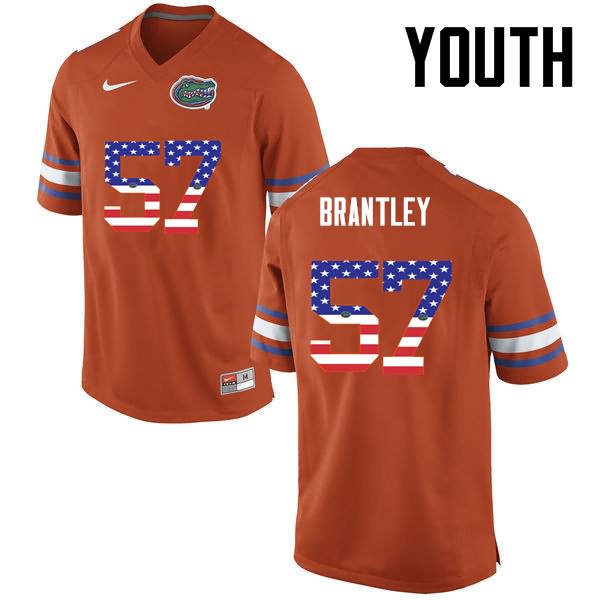 NCAA Florida Gators Caleb Brantley Youth #57 USA Flag Fashion Nike Orange Stitched Authentic College Football Jersey OBG8164ZZ